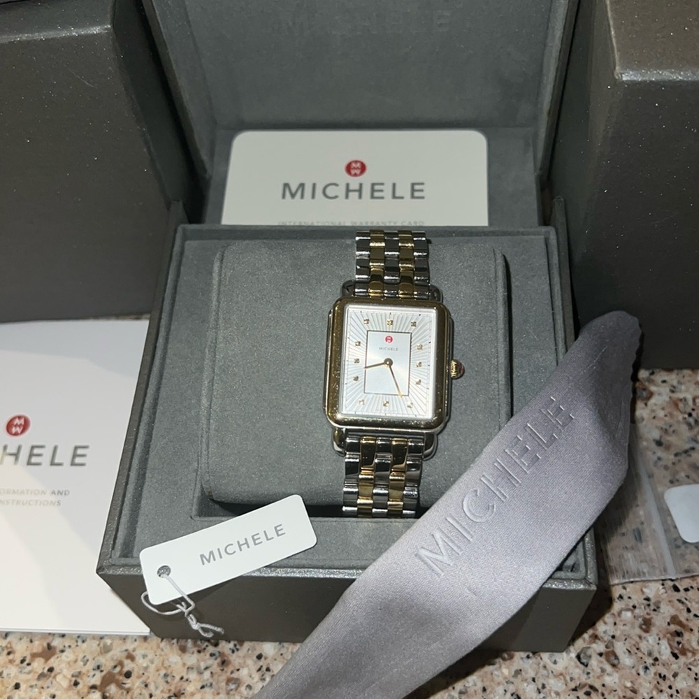 Michele Two Toned Watch with Diamonds